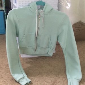 AMERICAN APPAREL mint cropped fleece hoodie